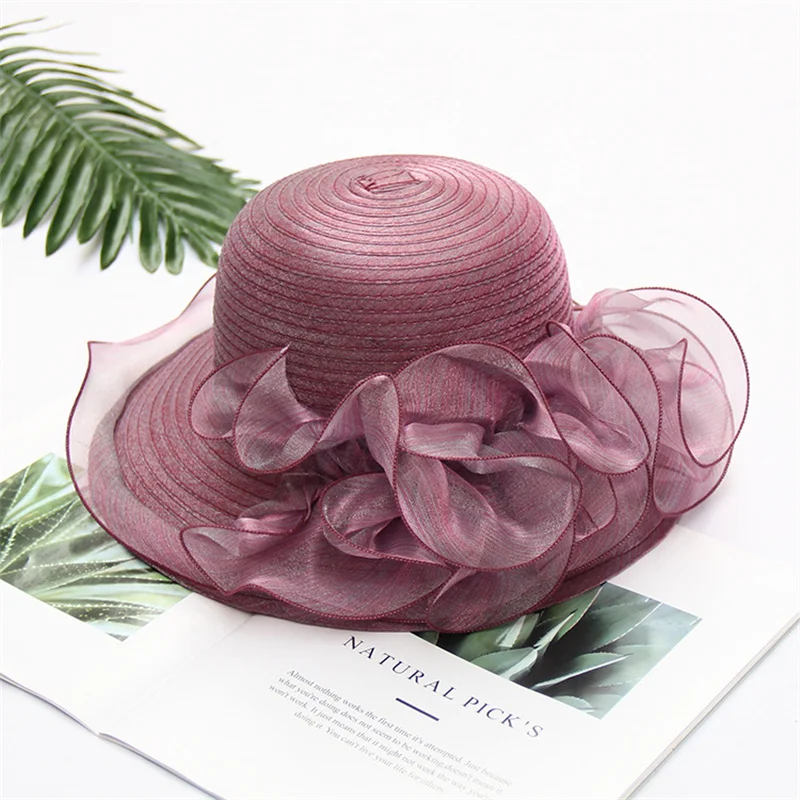 Cappello In Pizzo Da Donna Pieghevole Con Tesa Larga | Per Matrimoni, Derby E Tea Party | Elegante E Traspirante - 5