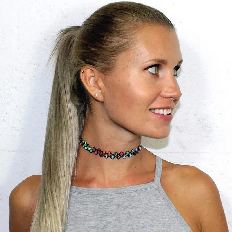 Collares Stretch Tattoo Choker Necklaces,12Pcs/Set,For Women