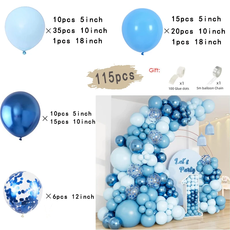 156-Piece Dusty Blue Balloon Arch Kit - Baby Shower & Wedding Decor