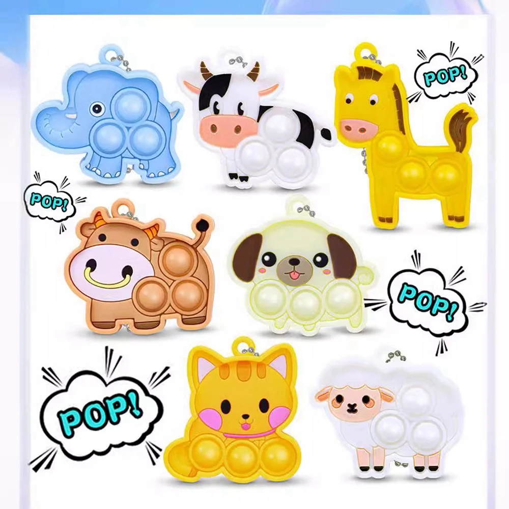 7/21PCS For Kids Adult New Animal Sheep Cat Dogs Pop Fidget Toys Push Bubble Poppers Sensory Stress Relief Toy Party Favors