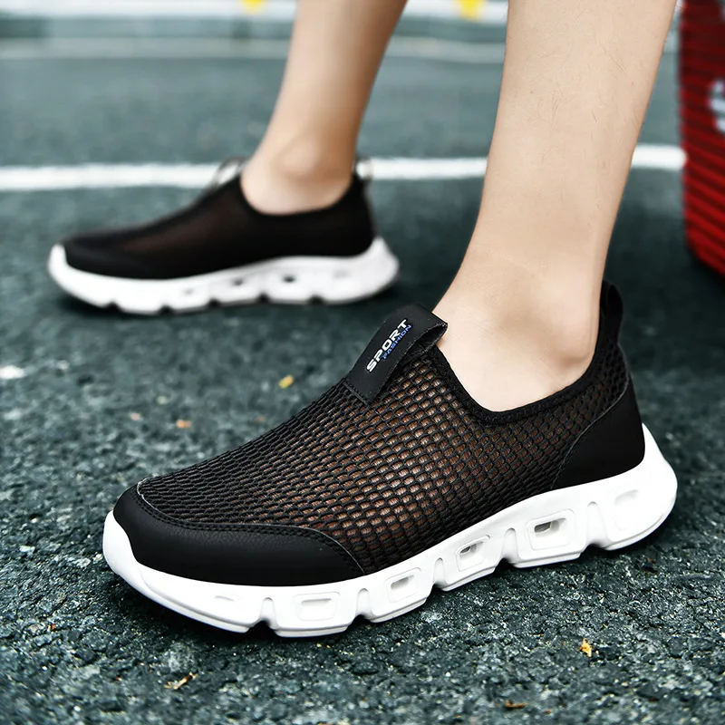 Summer Shoes Men Couple Casual Shoes Fashion Lightweight Breathable Walking Sneakers Slip-on Mens Mesh Flats Shoes Plus Size 48 images - 6