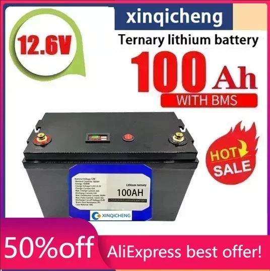 

12V 100Ah ternary lithium battery, integrated solar system BMS battery, high capacity suitable for RVs, etc