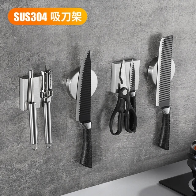 Free Installation Magnetic Knife Holder Wall Mount Black ABS Plastic Block  Storage Holder Chef Rack Strip Utensil Kitchen - AliExpress