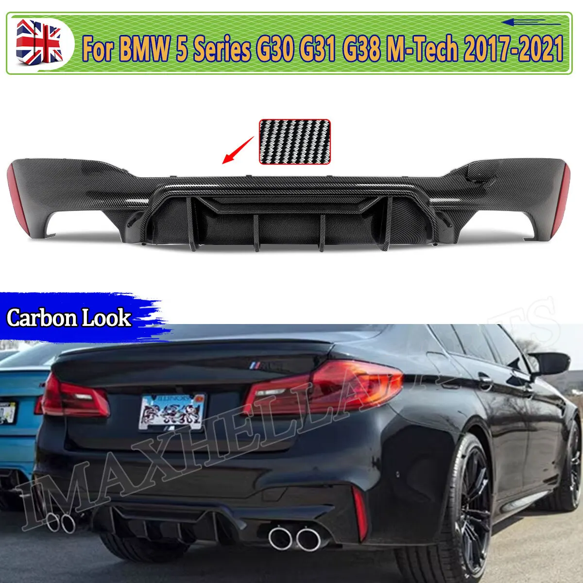 Rear Bumper Diffuser For BMW G30 G31 518d 520i 530i 540i M Tech 2017 ...