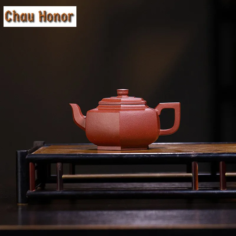 120ml Retro Yixing Purple Clay Teapots Artists Handmade Hexagonal Pot Raw Ore Purple Mud Tea Maker Kettle Zisha Tea Set Gift