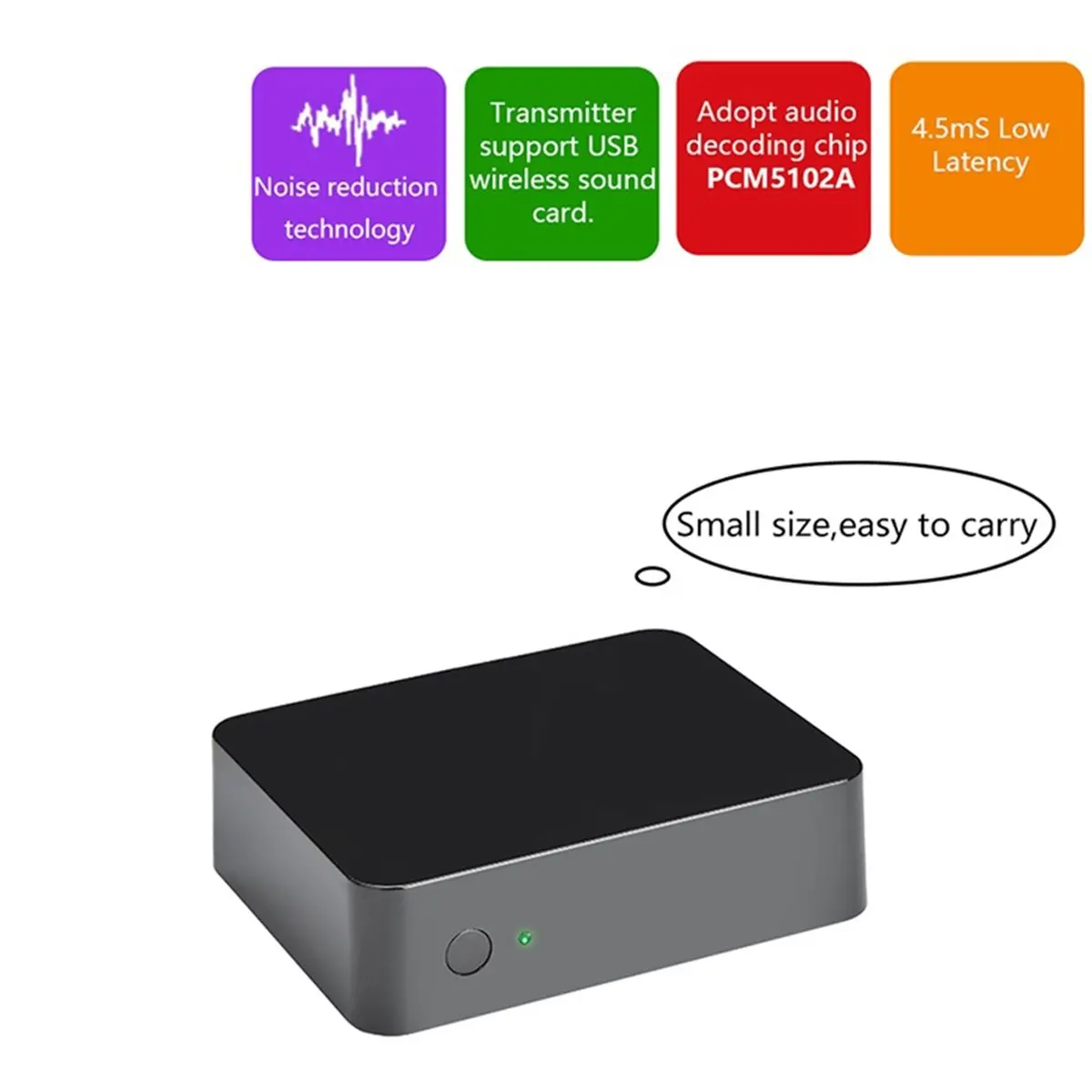 (A75T) UHF Hifi 디지털 무선 오디오 송신기 수신기 PC 전화용 무선 음악 트랜시버 사운드 카드 어댑터