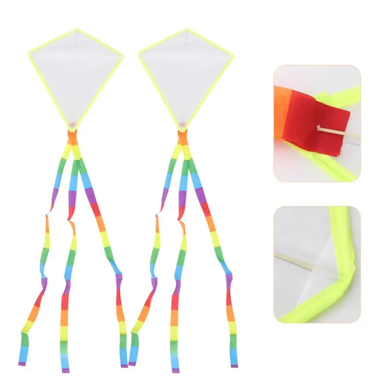 

3 Sets DIY Kite Children'S Blank Hand-Painted Color with Swivel LineDIY Coloring Kite Easy to Fly Kite Blank Colorful flying