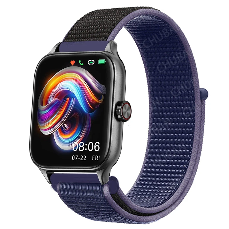 Sport Nylon Loop Bracelet Strap, 22mm or 20mm, Compatible with Popular Smartwatches