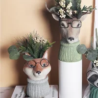 Creative Animal Flower vase  Small Decoration Balcony Living Room Green Plant Home Decoration Resin Craft Four types of animals 1