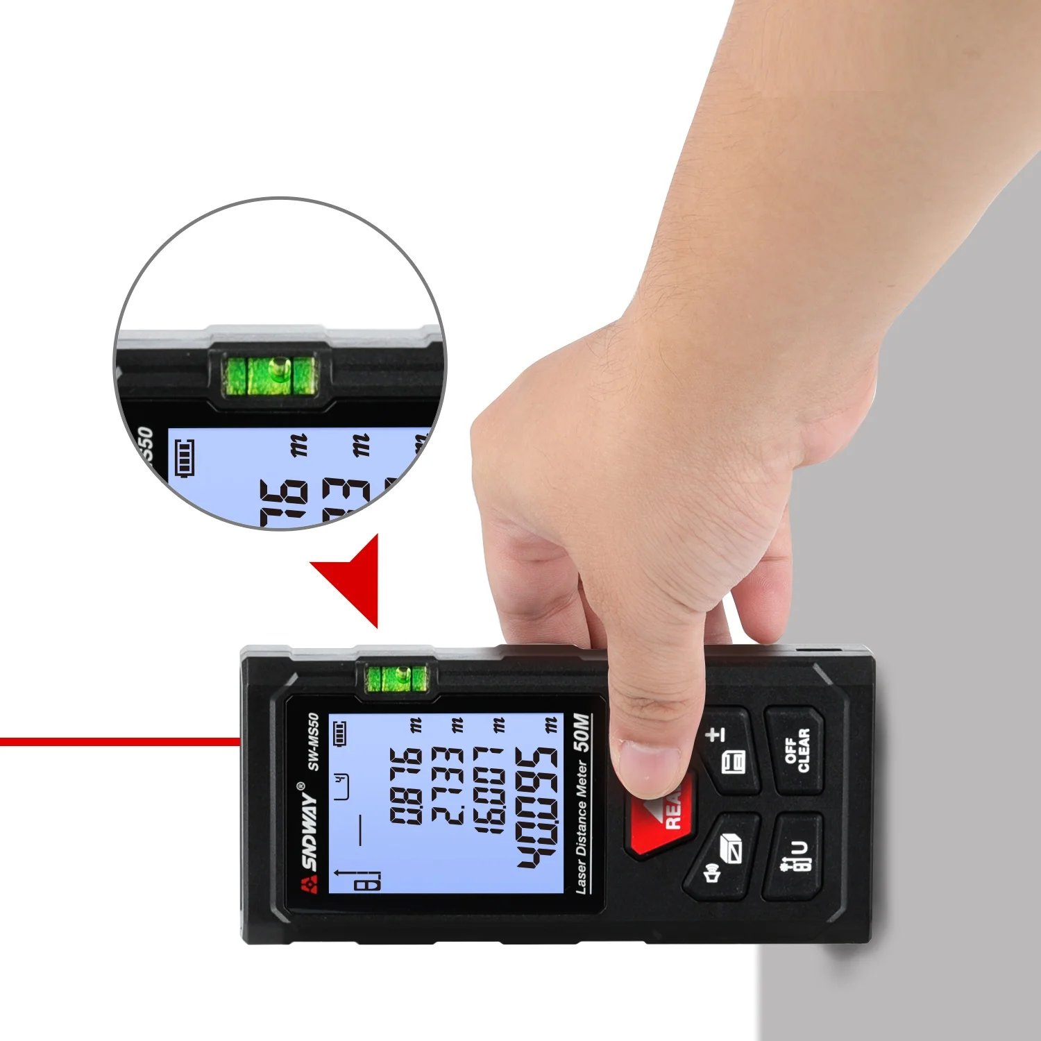 

SNDWAY Laser Rangefinder High Accurate Roulette Laser Distance Meter Measuring 40M 70M 100M Digital Tape Measure Range Finder
