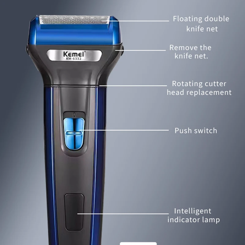 Kemei Multifunctional 3 In 1 Electric Foil Shaver Rechargeable Cordless Hair Clipper Beard Nose Hair Trimmer Razor Grooming Kit 6