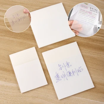 2 Packs 100 Sheet Sticky Notes Transparent Book Annotation Paper Memo Sticker Message Bookmark Stationery Office School Supplies 1