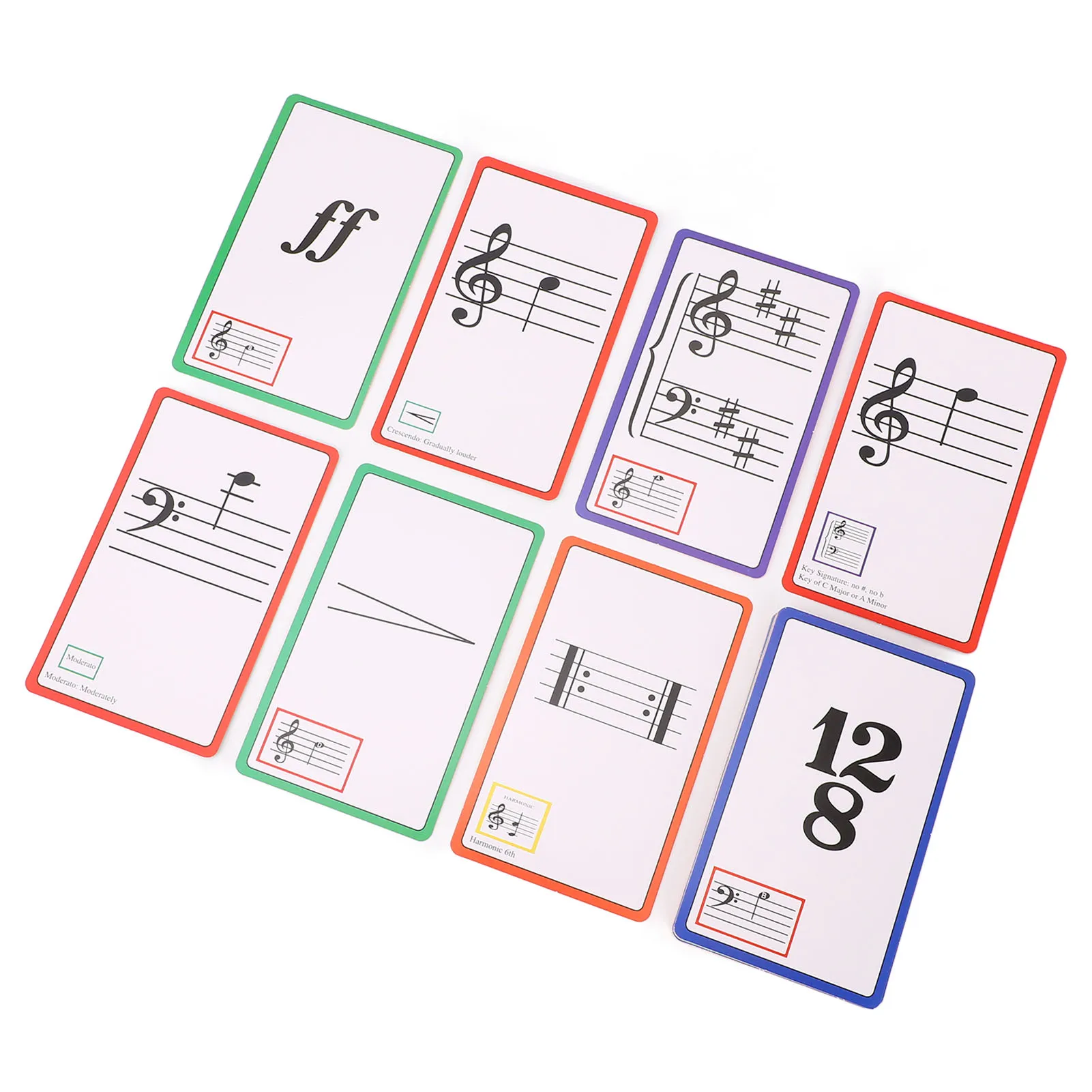 Description Picture 4 of item50 Pcs Music Flash Cards Color Coded Double Sided Guitar Piano Note Flash Cards for Learning