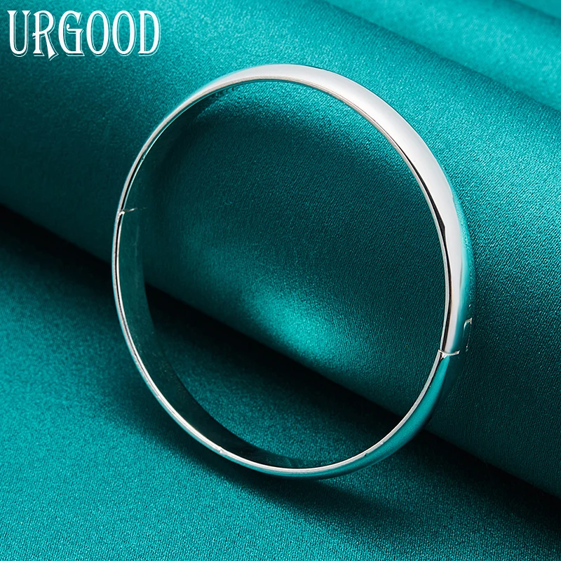 

925 Sterling Silver 8mm Smooth Opening Bangle For Women Party Engagement Wedding Fashion Jewelry Gift