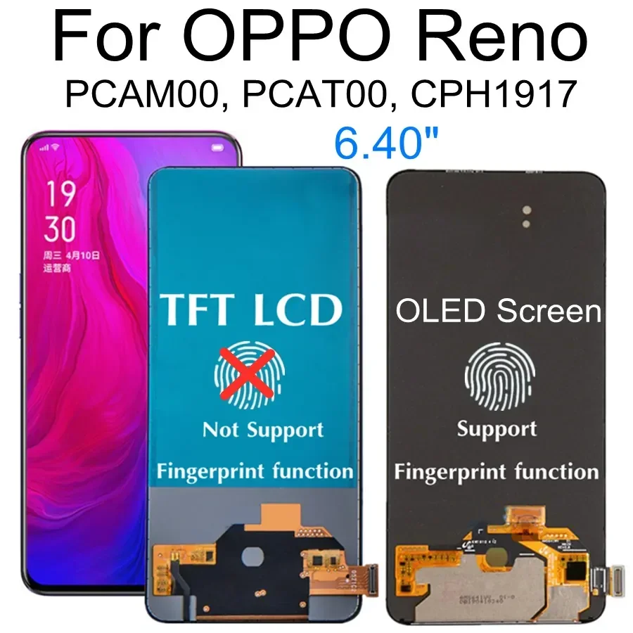 

6.4" For OPPO Reno PCAM00 PCAT00 CPH1917 LCD Display Screen Touch Digitizer Assembly FOR OPPO Reno LCD