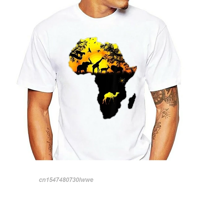 African Savannah Safari Wildlife Africa Map Stylish Brand T Shirts Men Cool  Print Casual Men Brand