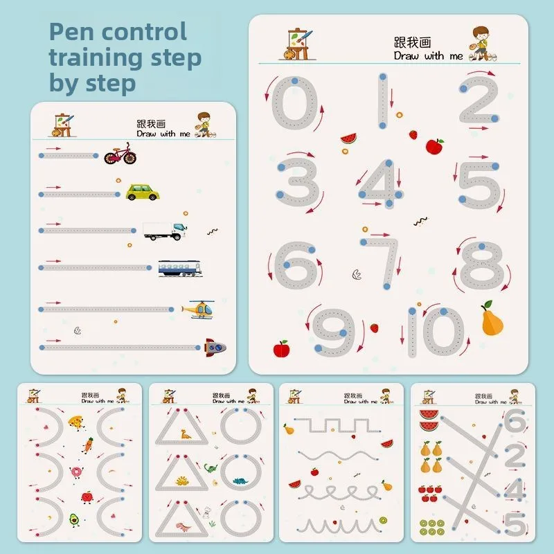 Toddler Pen Control Training Workbook Baby Magical Tracing Practice Copybook Reusable Writing Drawing Educational Picture Books