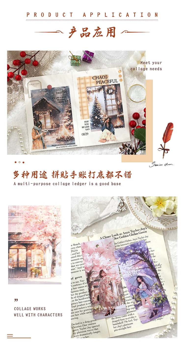 30 Stück Retro-Material Papier Schöne Landschaft DIY Dekorieren Journaling Vintage Briefpapier Ästhetisches Scrapbooking-Zubehör – Detail 9