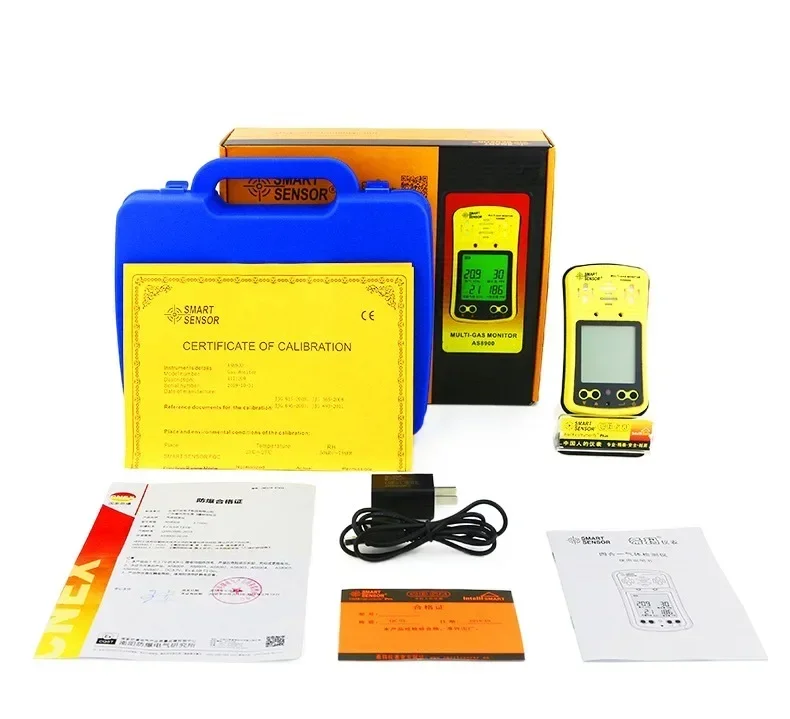 

Smart Sensor AS8900 Portable Multi Gas Detector 4 in 1 Gas Detector O2 Hydrothion H2S CO2