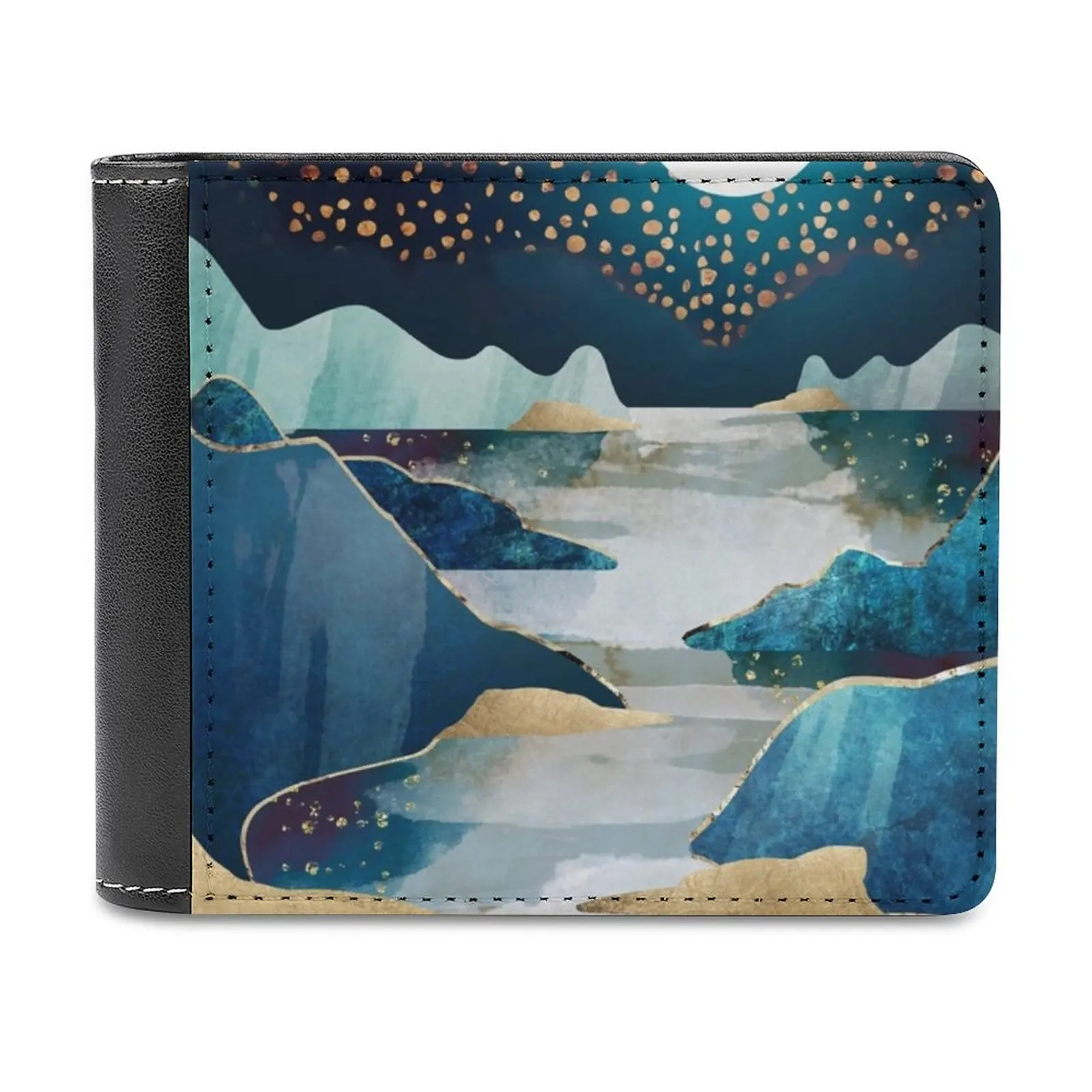 

Светящийся мужской кошелек Moon, легкие портативные бумажники для отдыха и путешествий, стильный мужской кошелек, короткая сумка с изображением луны, озера, реки, воды, гор