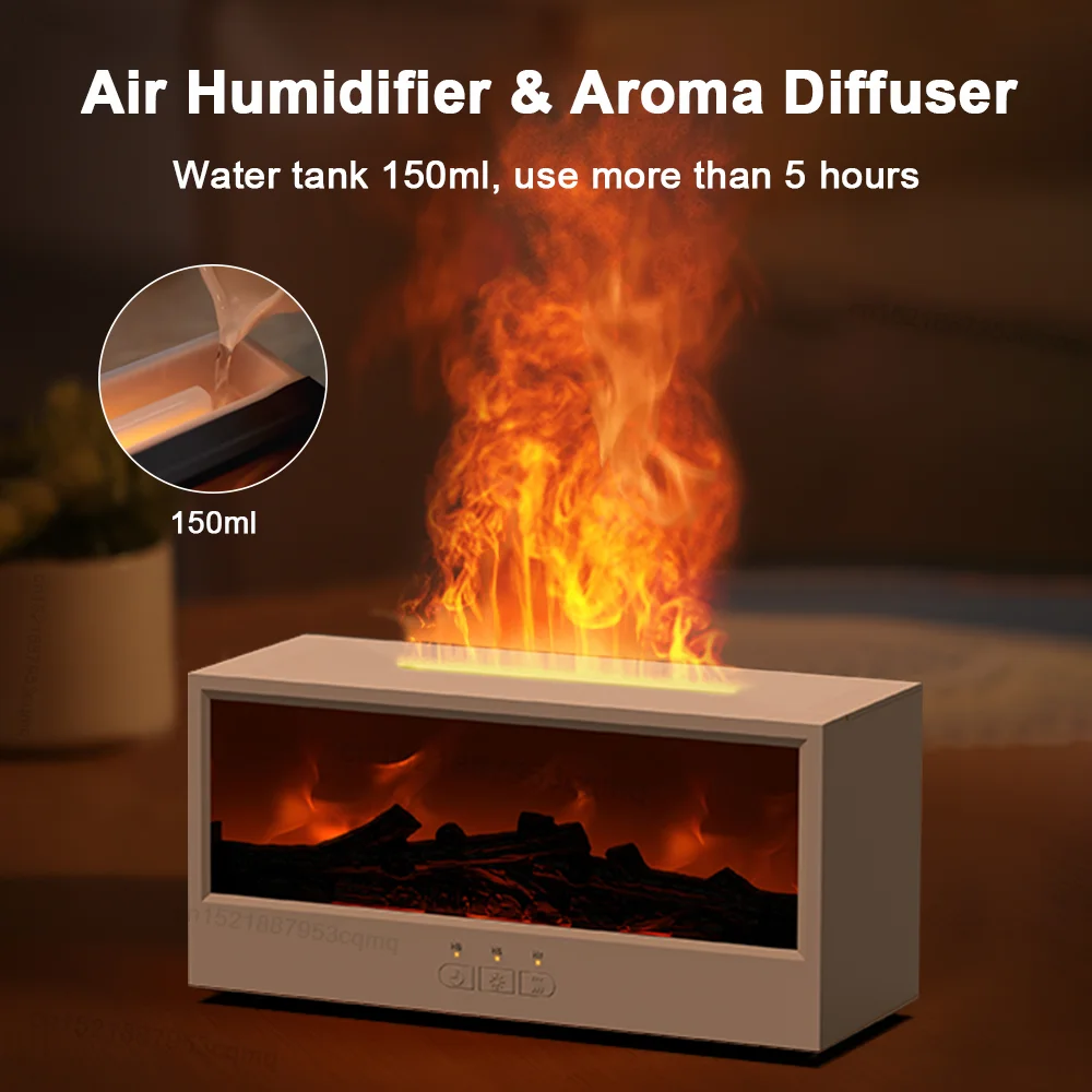 Fireplace Humidifier Flame Humidifier Aroma Diffuser Aromatherapy Essential Oil Diffuser Fragrance Diffuser with Remote Control 2