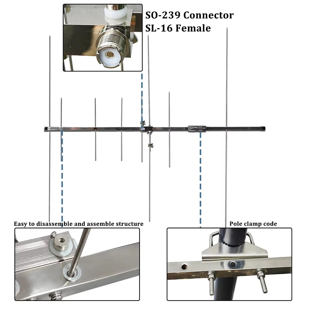 144/430 MHz VHF UHF 야기 안테나 전문 야외용 이중 주파수 지향성 인터콤 장거리 신호 수신 안테나