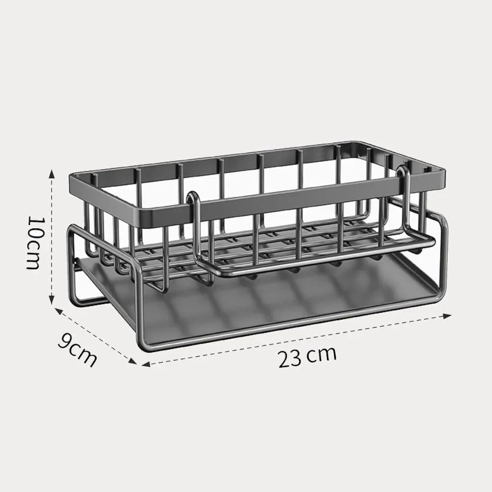 Kitchen sink organizer drain rack carbon steel self-draining sink shelf sponge holder soap dishcloth towel rack filter basket