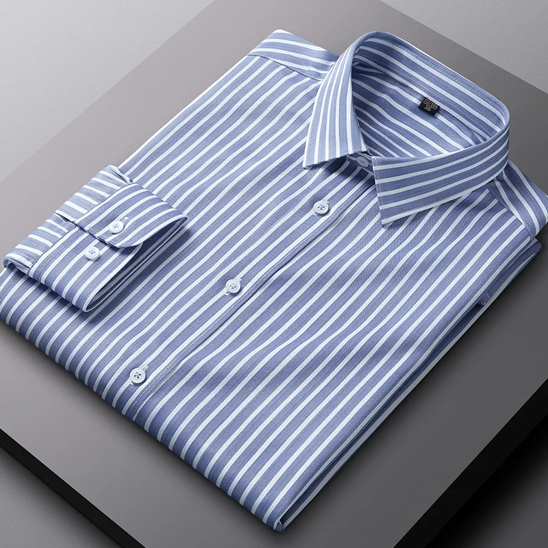 

Men's Shirts Long Sleeve Comfortable Standard-fit Wrinkle Free Stretchy Silky Casual Business Striped Formal Social Shirt Blouse