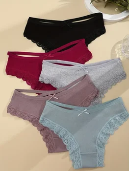 Women's Cotton Briefs Sexy Female Underpants Elasticity Comfortable Underwear Panties Lingerie S-XL Solid Color Intimate S-XL 5