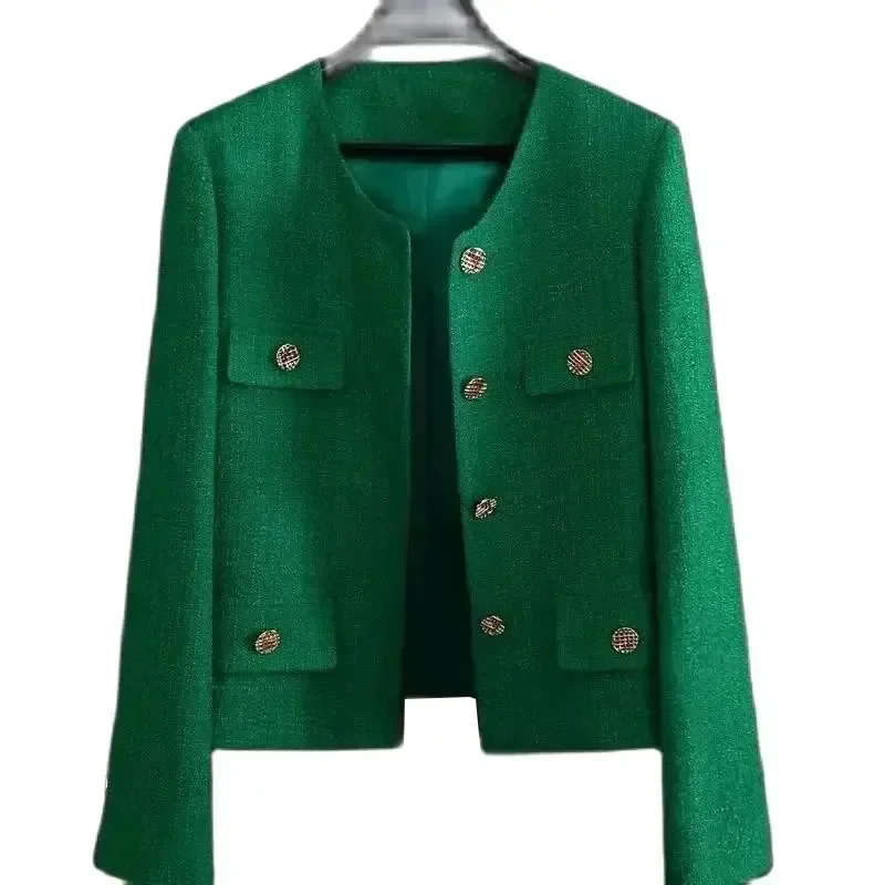 

Spring Autumn Women's Blazers 2024New Elegant Slim Cropped Streetwear Green Suit Coat Fashion Ladies Jackets Outwear Female Tops