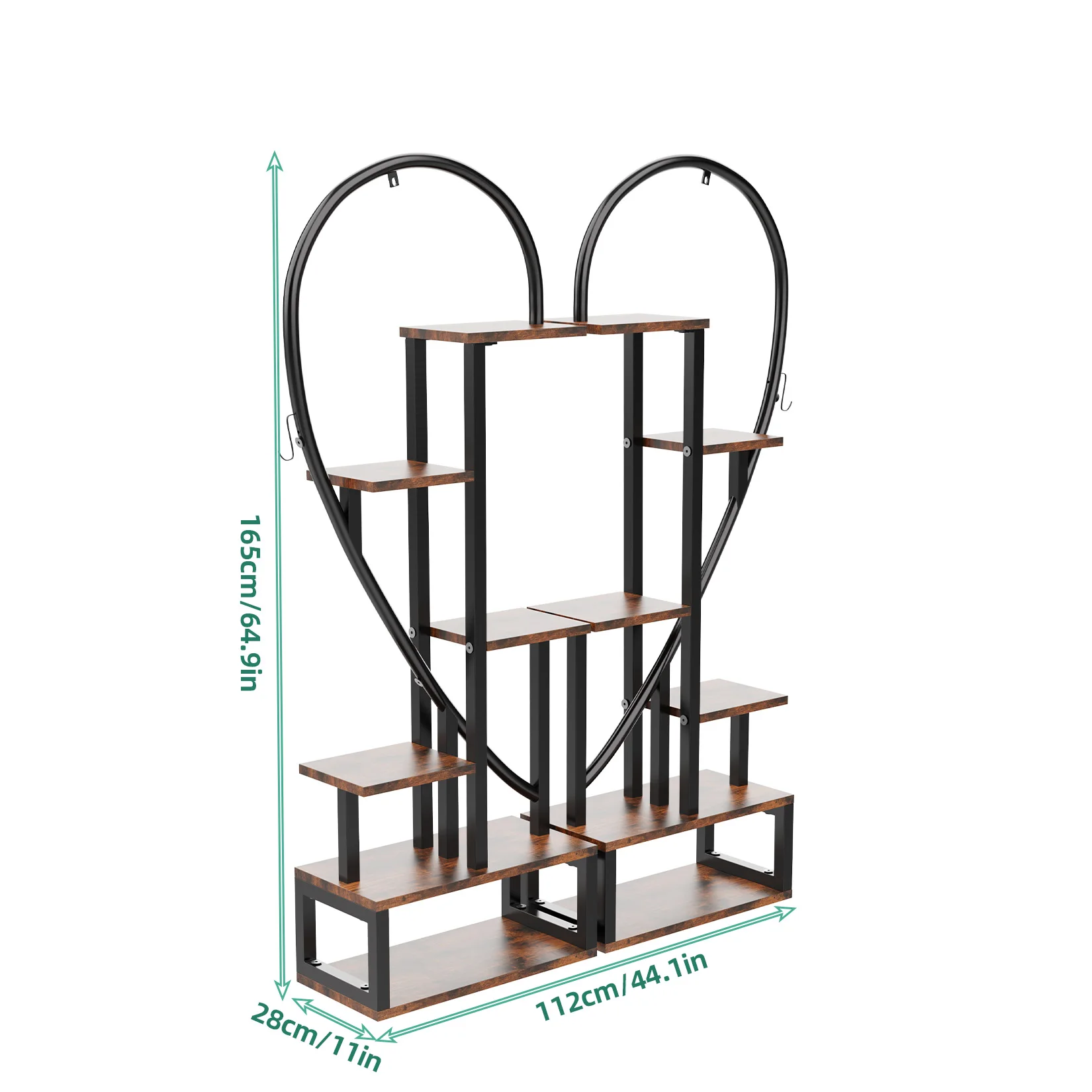 6 Tier Metal Plant Stand, Creative Half Heart Shape Ladder Plant Stands for Indoor Plants Multiple, Black Plant Shelf Rack images - 6
