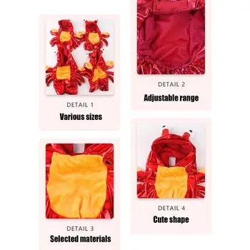 Crab Costume For Dog Dog Cat Halloween Crab Costume Pet Clothes Warm Outfits Clothes Puppy Red Hoodie For Halloween Party 5