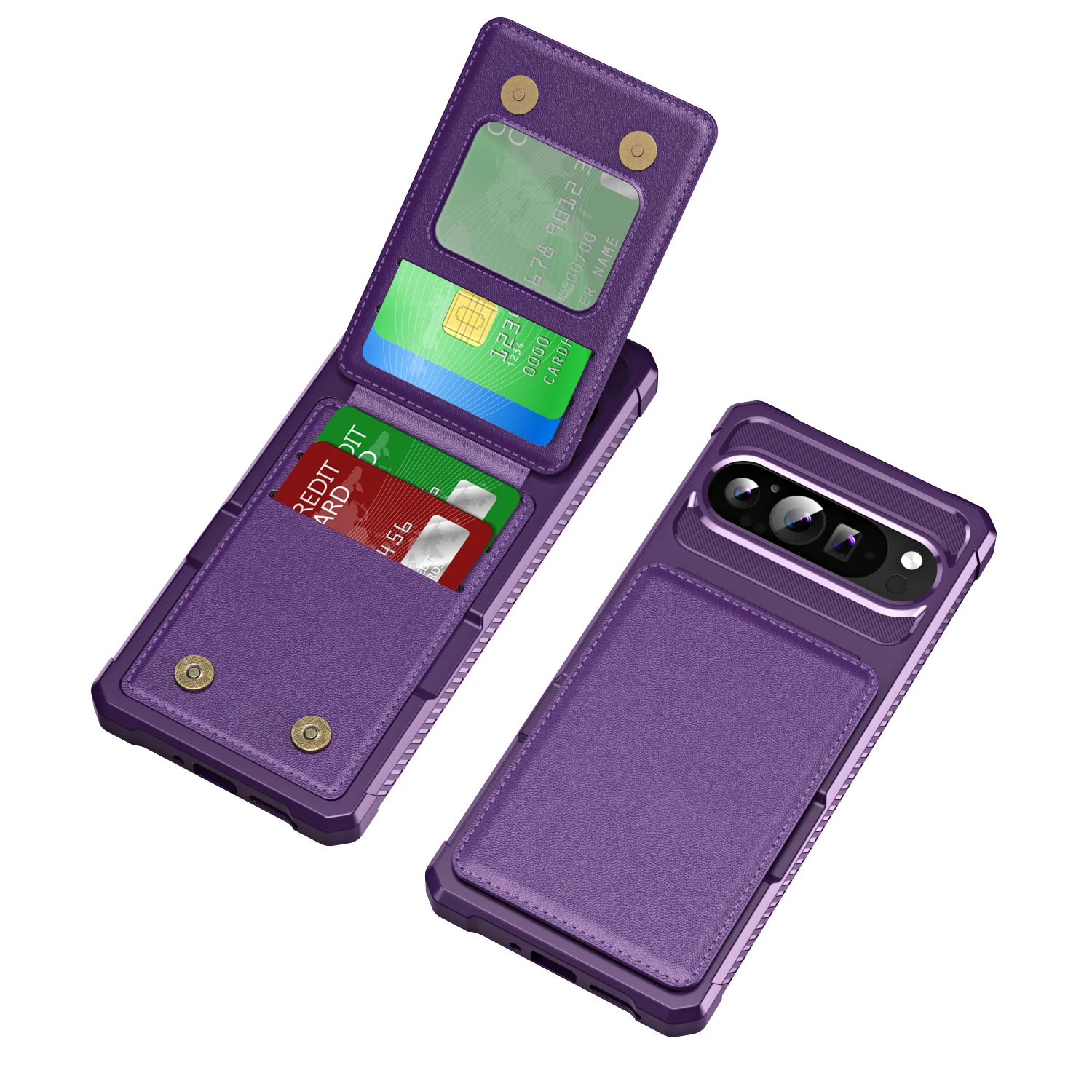 Magnetic Vertical Card Slot Leather Wallet Case - Anti-Fall Ultra Thin Cover