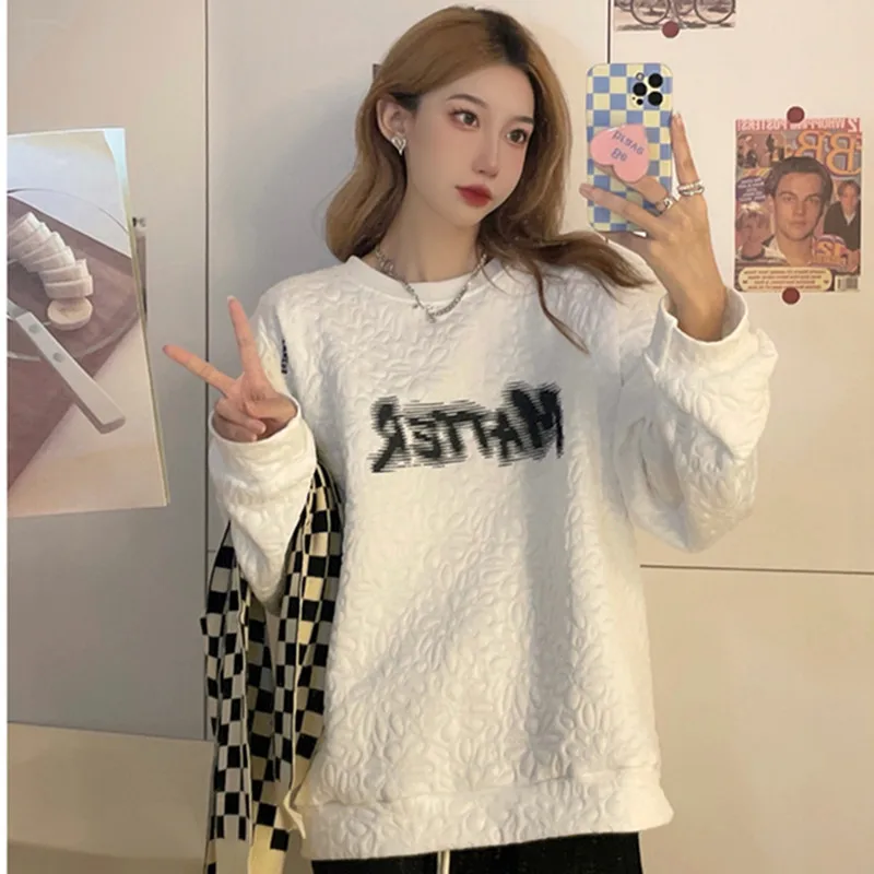 

2022 Autumn and Winter New Sweater Hoodie Easy Leisure Time Hatless Round Neck Black White Free Shipping