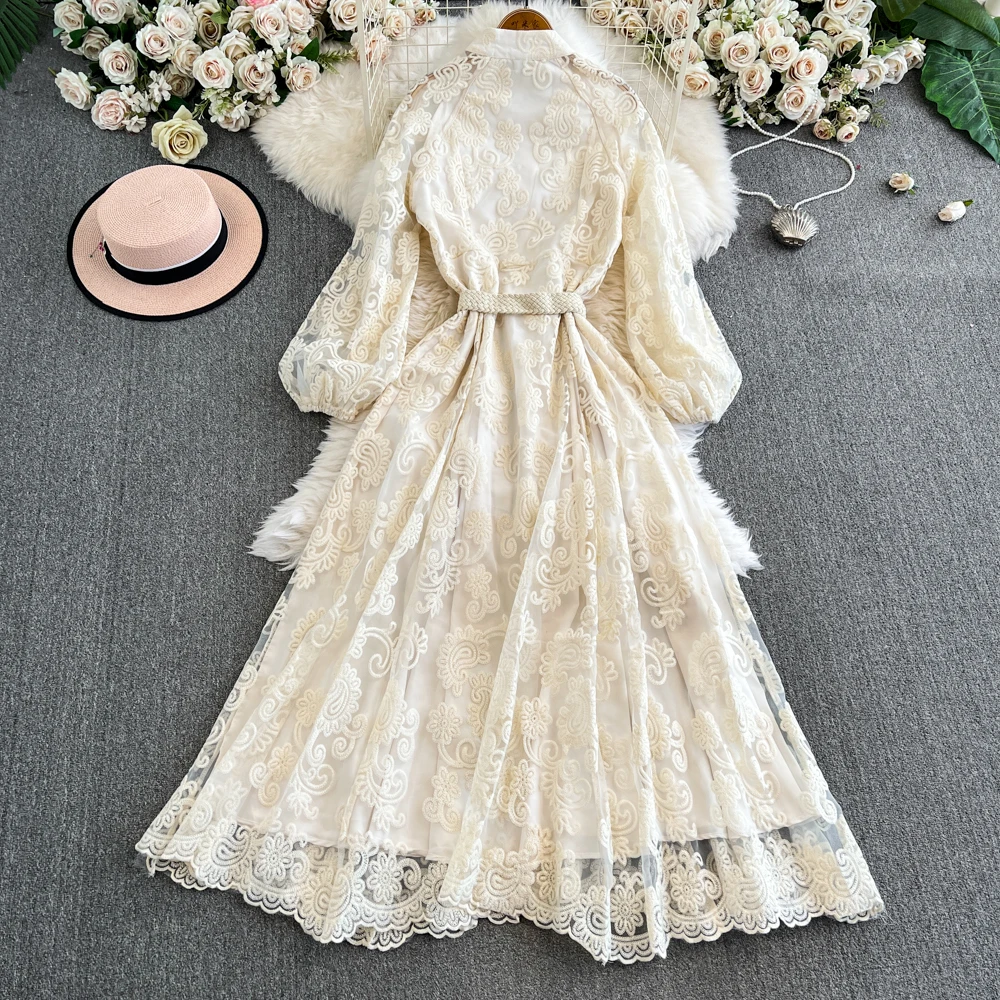 ワンピース French Sleeve Dress Flower Embroidery Sb44e80ad87b741e99424fe55dbe1f