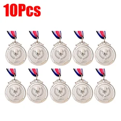 Gold, Silver, and Bronze Award Medals with Neck Ribbons - Winner's Prizes for Kids' Sports Competitions (10Pcs Sliver)