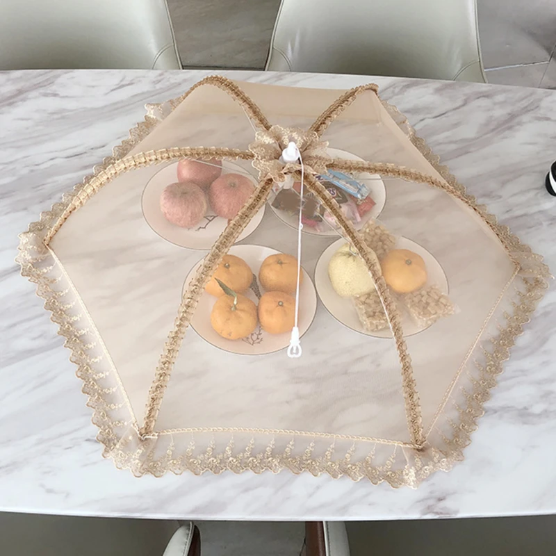 1Pcs Portable Umbrella Style Food Covers Anti Fly Mosquito Meal Cover Lace Table Large Table Cover Home Gadgets Accessories