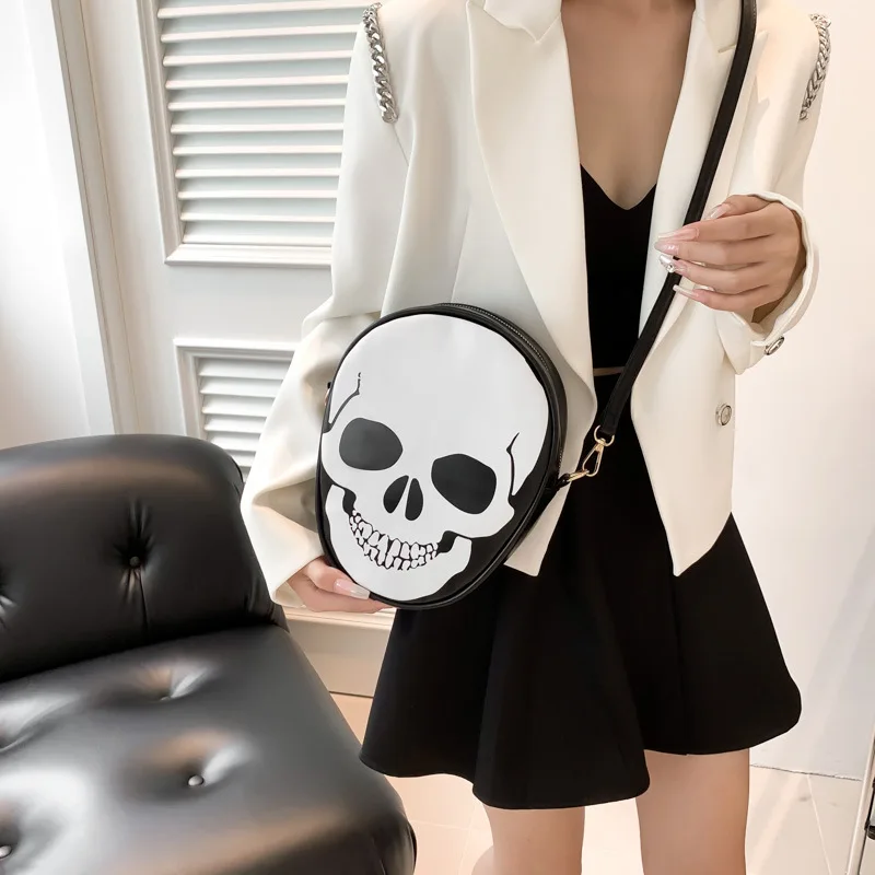 Fashion Casual Women's Shoulder Bag Skull Pattern Color Contrast Design Crossbody Bag For Halloween Festivals Party