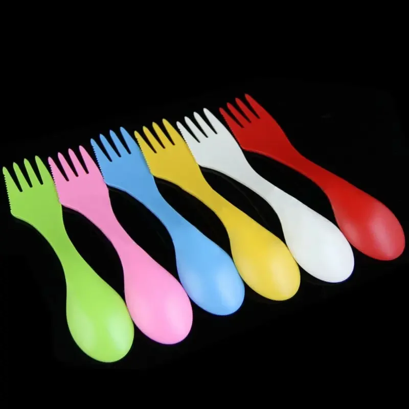 6x Spoon Fork Knife Camping Hiking Utensils Spork Combo Travel Gadget Cutlery camping cutlery,portable tableware,portable cutlery,titanium tableware