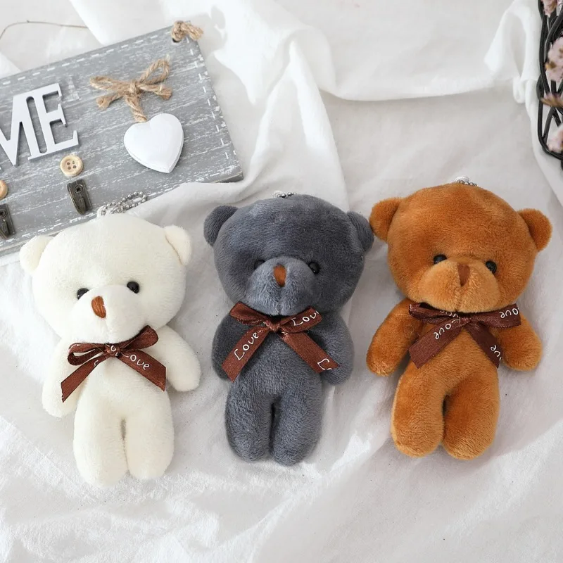 Cute 12cm Teddy Bear Plush Toy for Children, Cross-Border Keychain Pendant Conjoined with Bear Dolls Anime Plush Decoration Toys 1pcs straight curved castroviejo needle holders with lock needle holding forceps 12cm 14cm 16cm 18cm microsurgery instruments