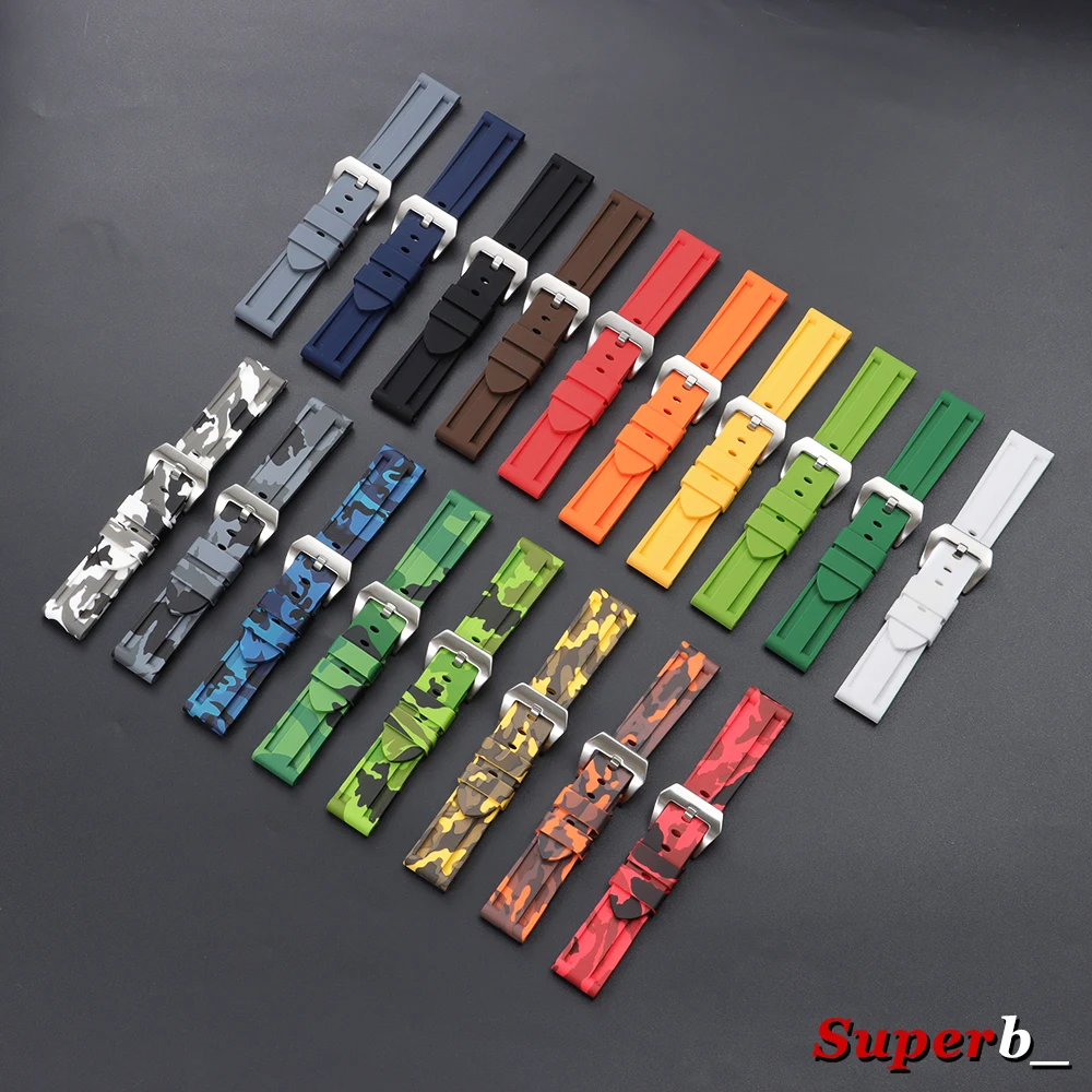 Premium Stitching Sports Silicone Watch Bands - Soft, Comfortable Rubber Strap in Blue, Black, and Brown