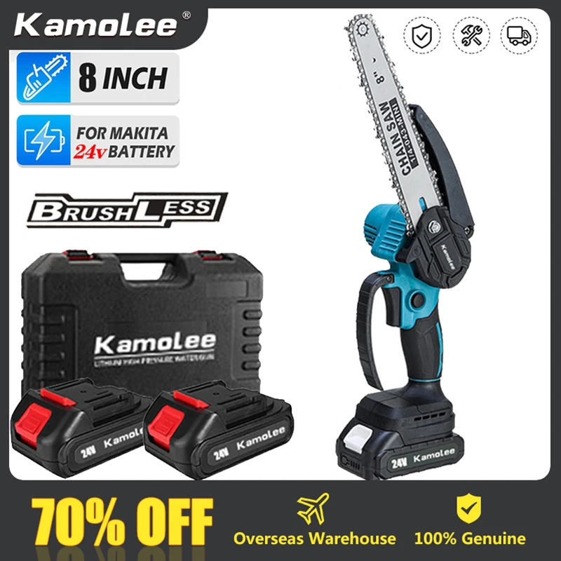 Kamolee Sega A Catena Elettrica Senza Spazzole 24V 4/6/8 Pollici Mini Motosega Taglierina Per Legno Potatura Attrezzo Elettrico Da Giardino Per Batter