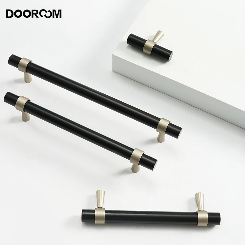 

DOOROOM Brass Furniture Handles Original Nordic Minimalist Black Walnut Cupboard Wardrobe Dresser Shoe Box Drawer Cabinet Knobs