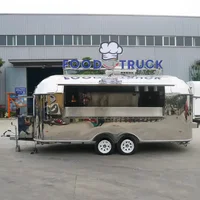Airstream Mobile Hamburger สุนัขร้อนพิซซ่ารถพ่วงอาหารจานด่วนสแตนเลสรถบรรทุกอาหารมือถือพร้อมครัวเต็มรูปแบบสําหรับขาย 1