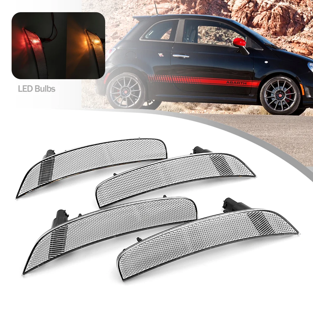 

4 шт. для Fiat 500 Abarth 2012 2013 2014 2015 2016 2017 OE передние янтарные боковые габаритные огни, красные задние поворотники
