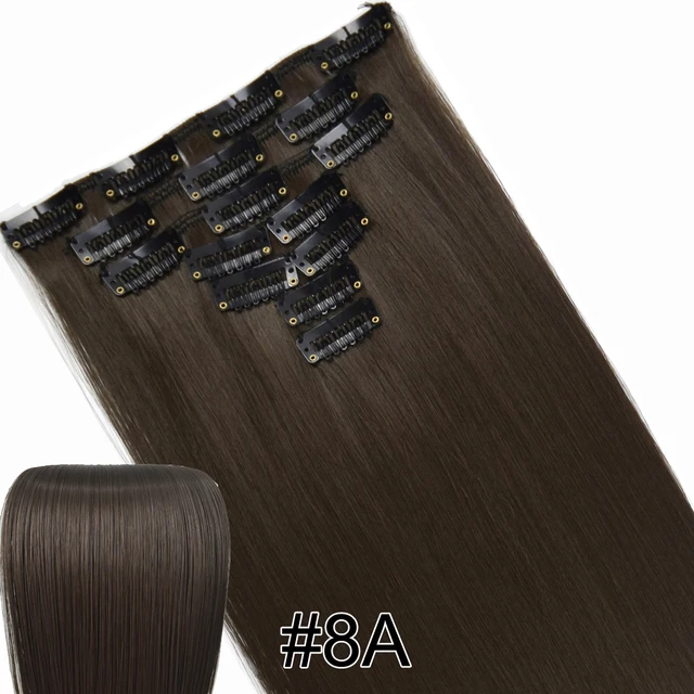 TOPREETY Heat Resistant B5 Synthetic Fiber 130gr Straight clip in hair Extensions 7006 8A