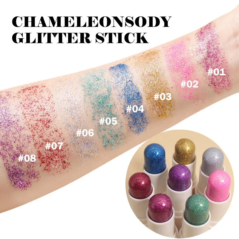 Glitter Eyeshadow Stick Waterproof Korean Makeup Cosmetics Shiny Eyeshadows Glitter Eyeliner Korean Green Blue Eye Shadow Stick 3