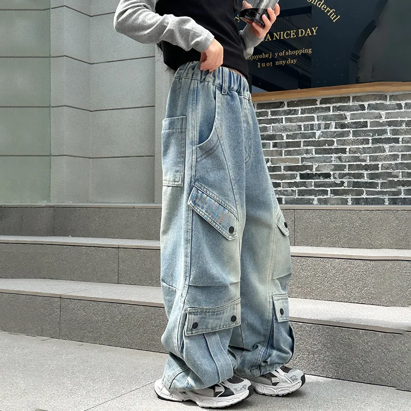 Cargo Pants New Design Jeans For Girls Kids Cargo Jeans For