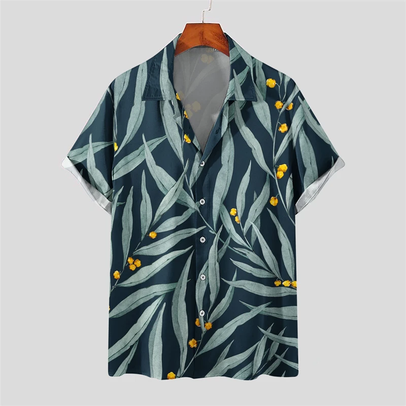 thumbnail image 1 of Nuevas camisas hawaianas para hombre, estilo tropical, estampado de flores, camisas Aloha de manga corta, estilo cubano, camisas informales de verano para vacaciones de gran tamaño, 1 of 5