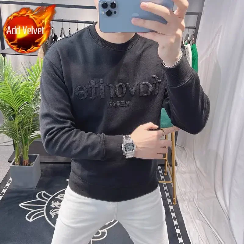 thumbnail image 1 of Sudadera de cuello redondo para hombre, cuello redondo, bordada, estilo Harajuku, moda para hombre, jersey de una pieza, camisetas emo, sencillas, divertidas, color pastel, XXL, 1 of 5